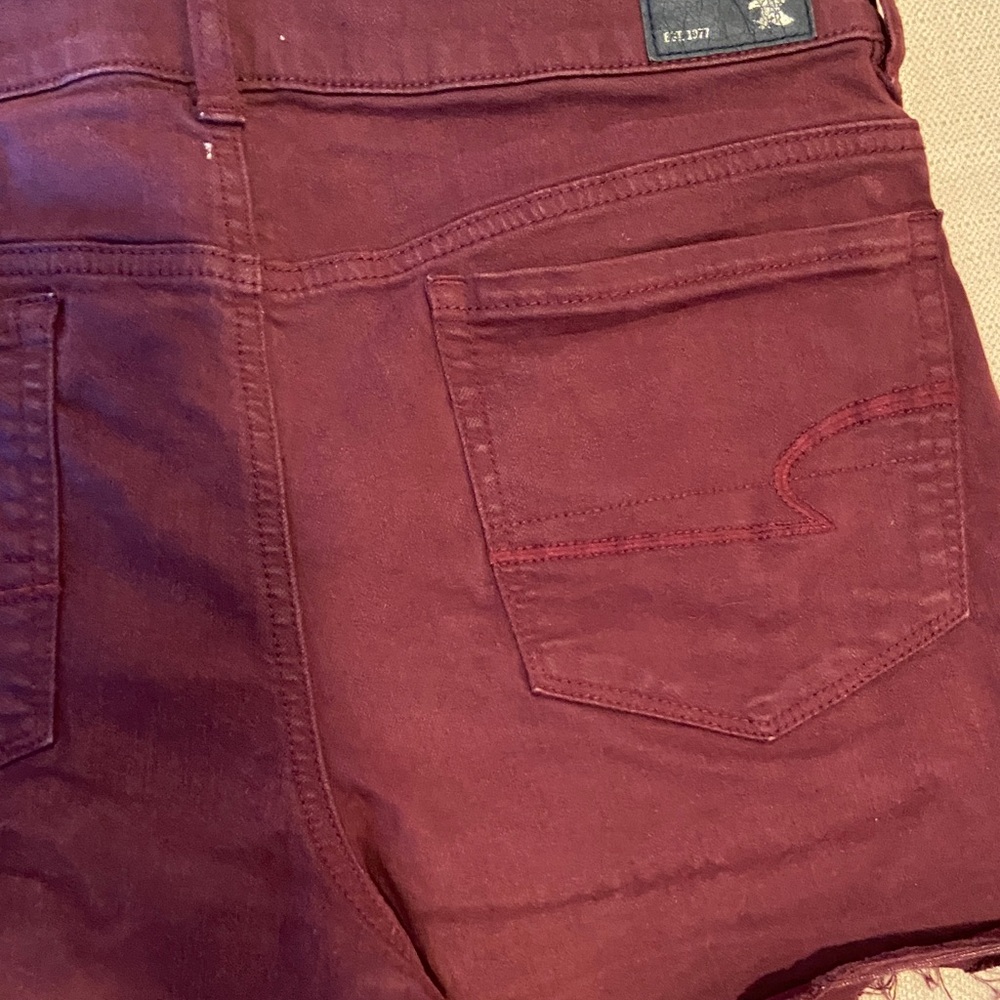American Eagle Outfitters Women's Maroon Jean Shorts - Picture 10 of 12
